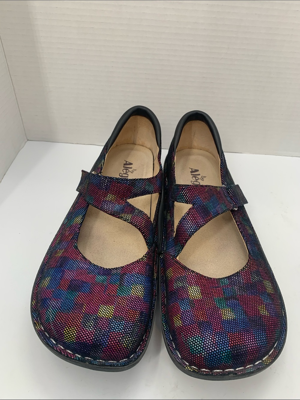 Alegria Multicolored Check Leather Mary Jane Size 42
